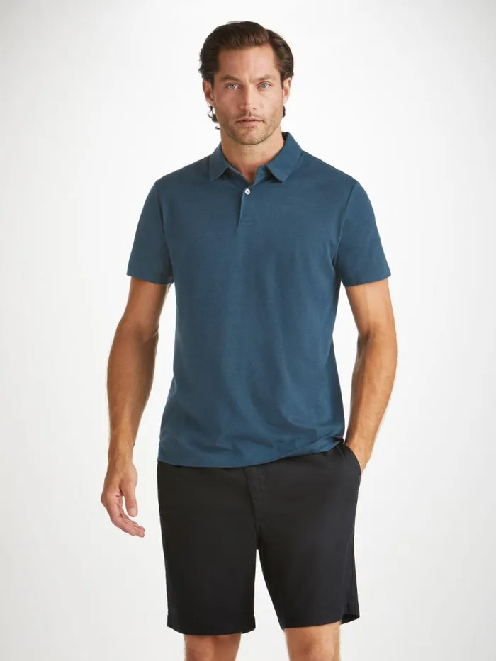 Derek Rose Casual Shirts Men Polo Shirt Ramsay Pique Cotton Tencel Denim