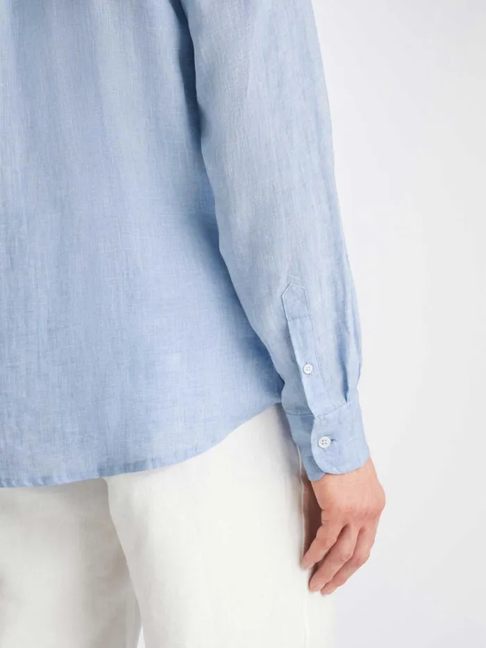 Derek Rose Casual Shirts Men Shirt Monaco Linen Blue