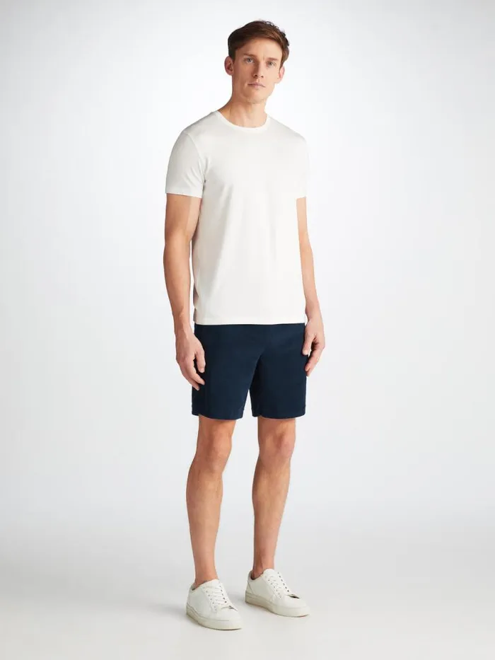 Derek Rose Casual Shorts Men Towelling Shorts Isaac Terry Cotton Navy