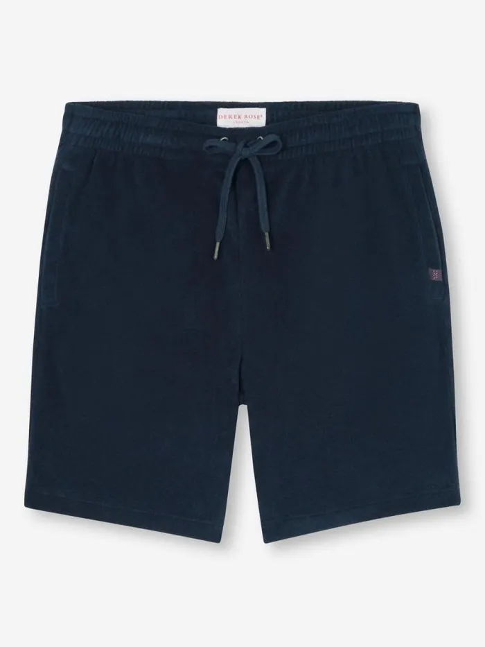Derek Rose Casual Shorts Men Towelling Shorts Isaac Terry Cotton Navy