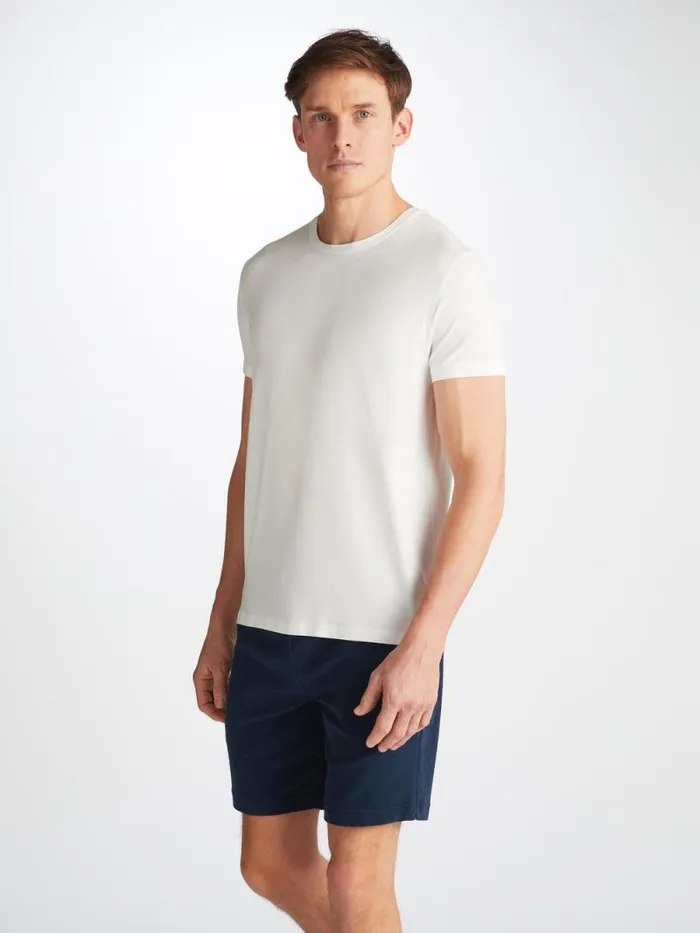 Derek Rose Casual Shorts Men Towelling Shorts Isaac Terry Cotton Navy