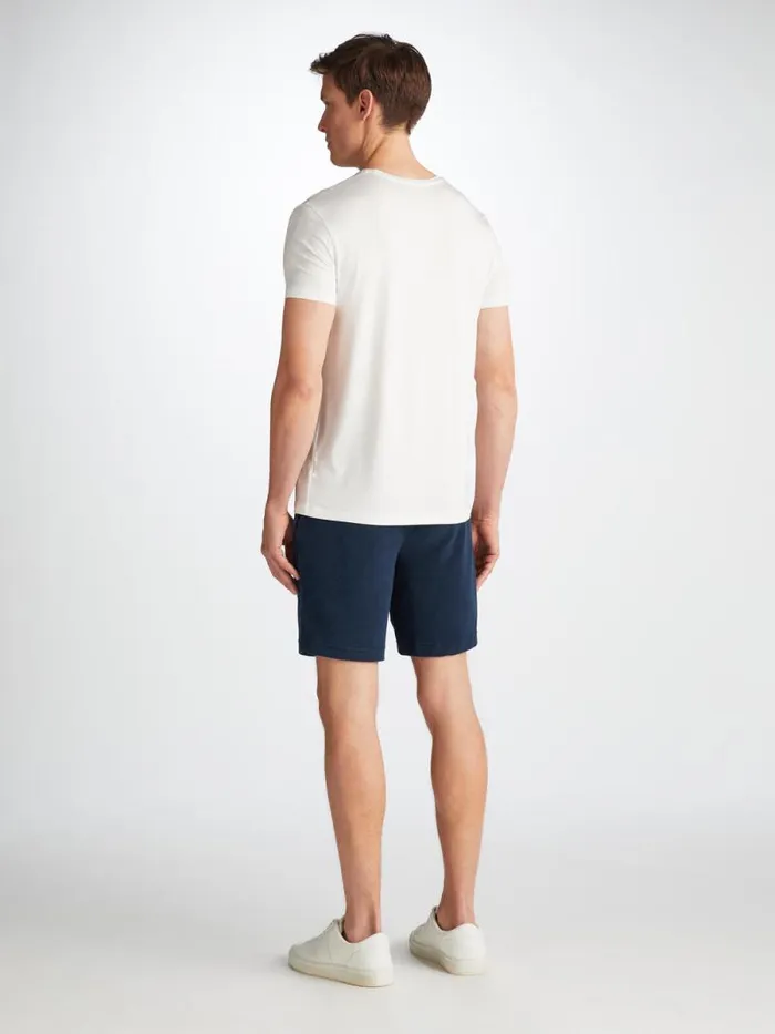 Derek Rose Casual Shorts Men Towelling Shorts Isaac Terry Cotton Navy
