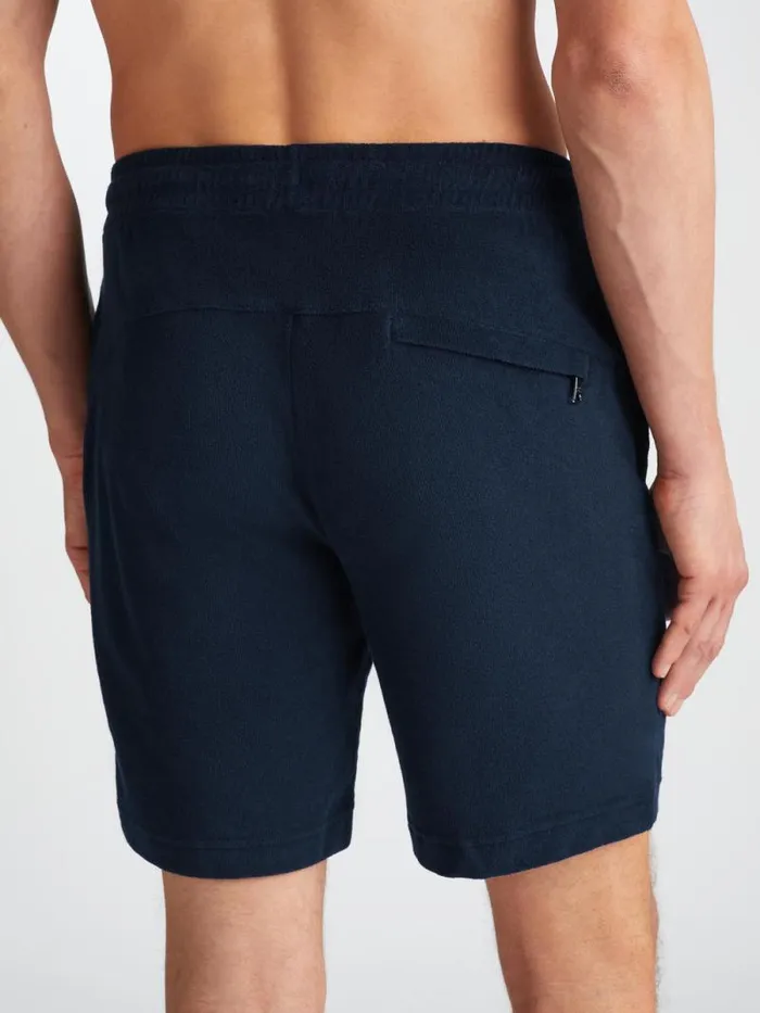 Derek Rose Casual Shorts Men Towelling Shorts Isaac Terry Cotton Navy