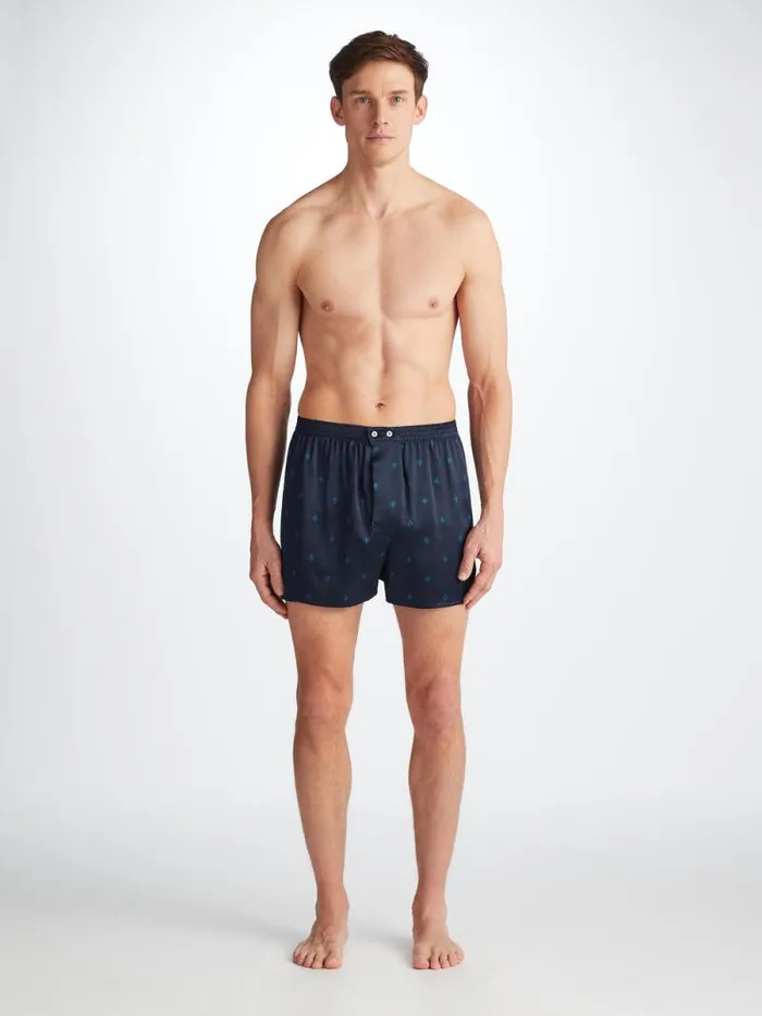 Derek Rose Classic Fit Boxer Shorts Men Classic Fit Boxers Brindisi 106 Silk Satin Navy