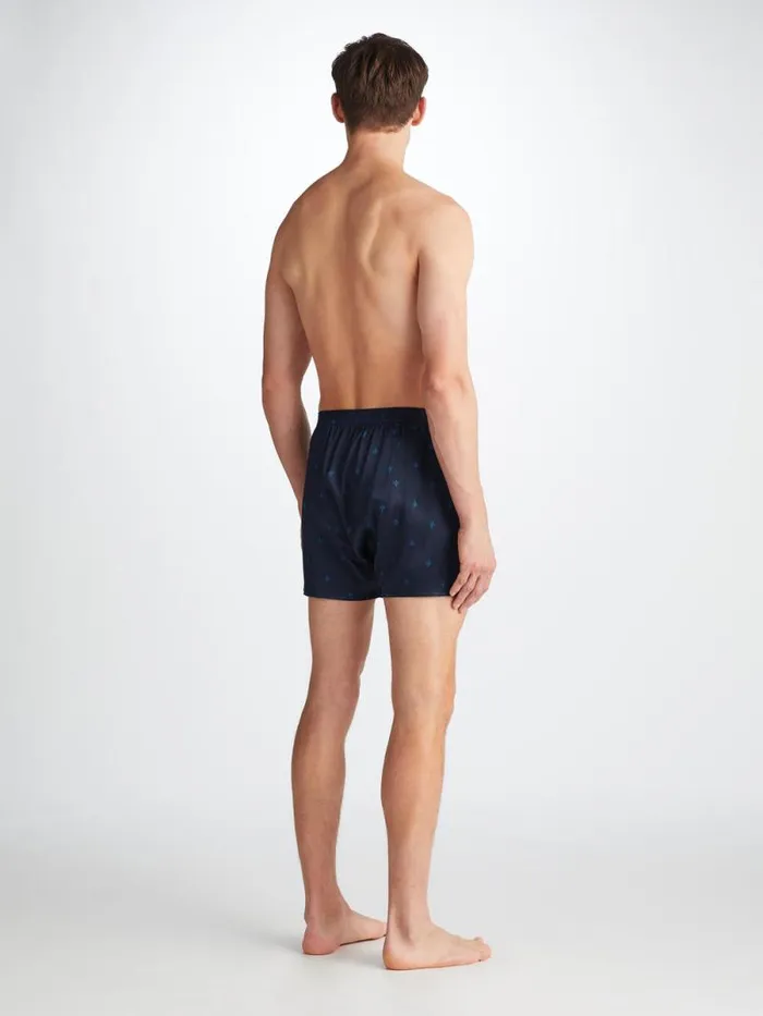 Derek Rose Classic Fit Boxer Shorts Men Classic Fit Boxers Brindisi 106 Silk Satin Navy