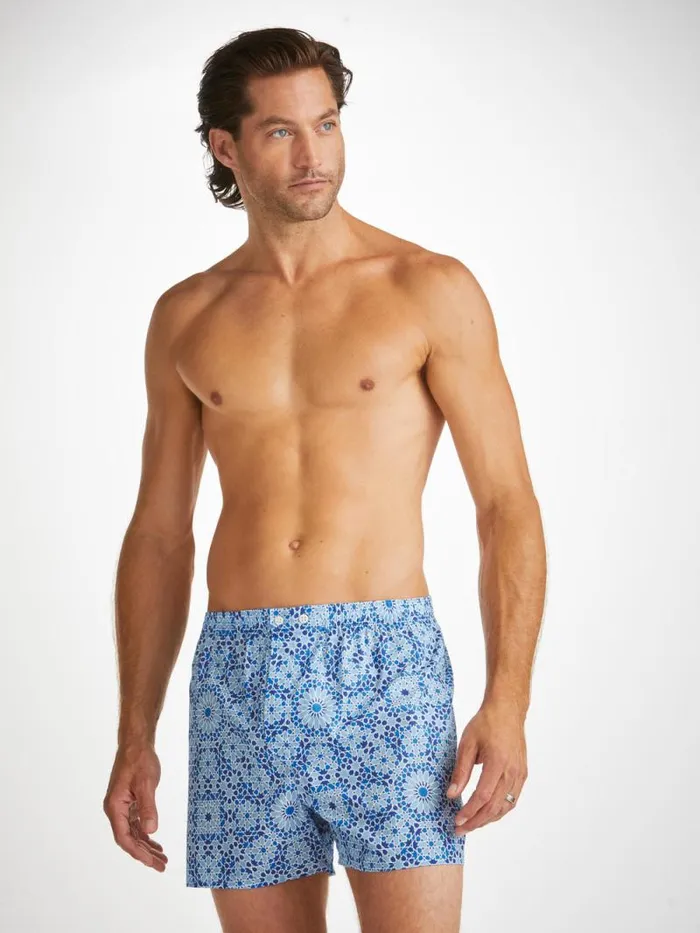 Derek Rose Classic Fit Boxer Shorts Men Classic Fit Boxers Ledbury 69 Cotton Batiste Blue