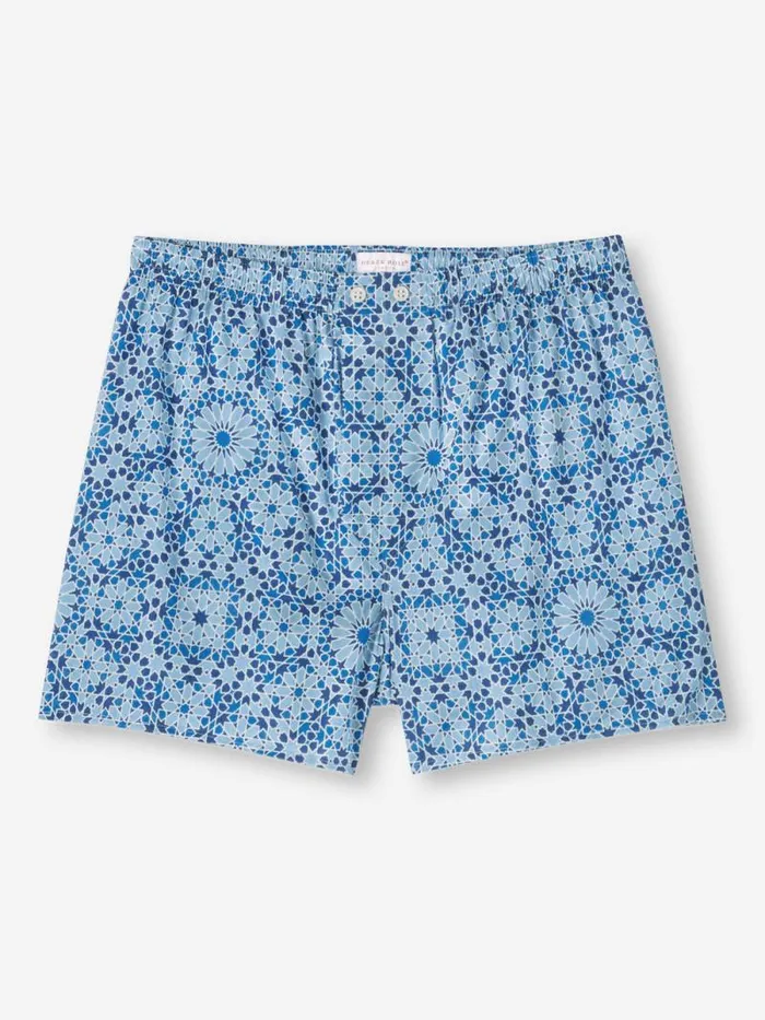 Derek Rose Classic Fit Boxer Shorts Men Classic Fit Boxers Ledbury 69 Cotton Batiste Blue