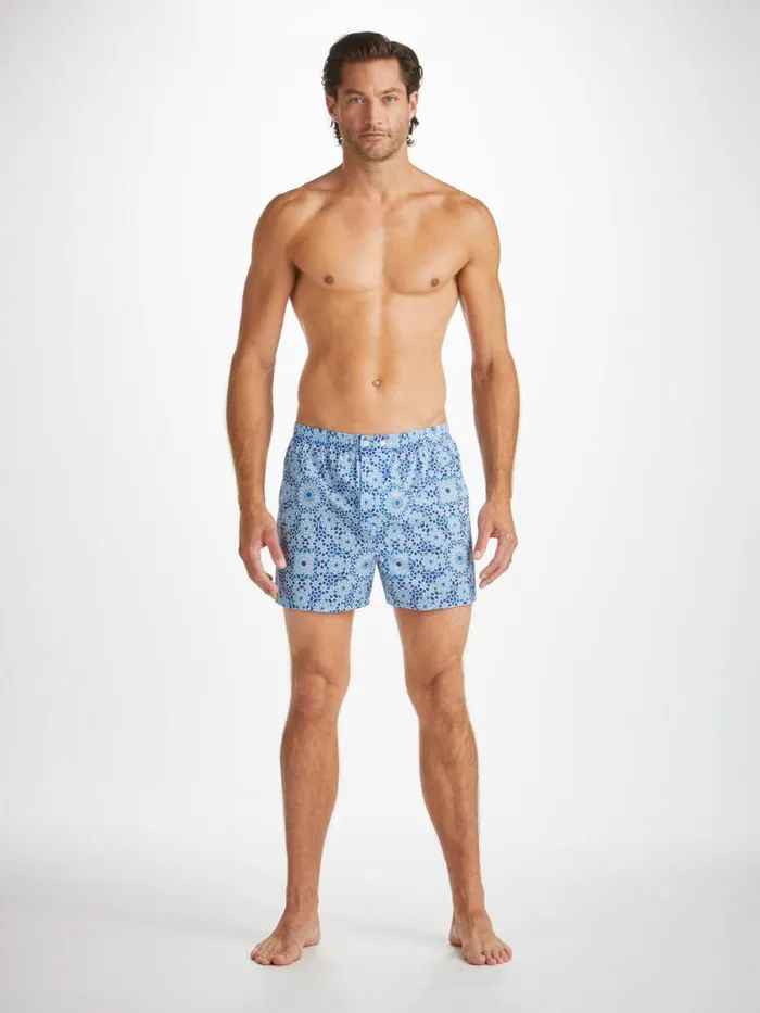 Derek Rose Classic Fit Boxer Shorts Men Classic Fit Boxers Ledbury 69 Cotton Batiste Blue