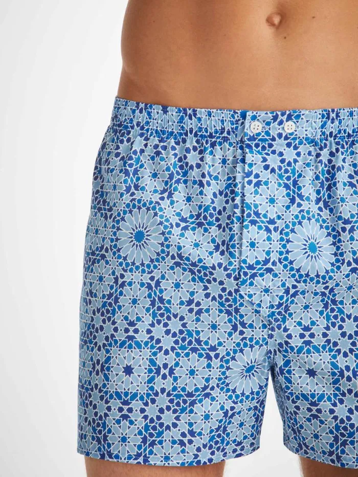 Derek Rose Classic Fit Boxer Shorts Men Classic Fit Boxers Ledbury 69 Cotton Batiste Blue