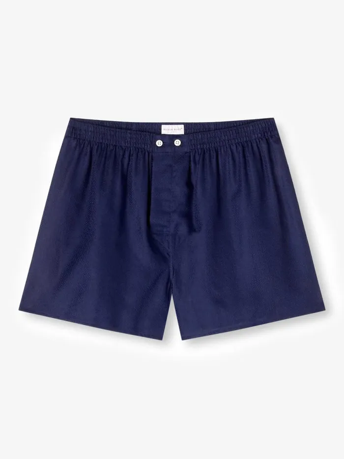 Derek Rose Classic Fit Boxer Shorts Men Classic Fit Boxers Lombard 6 Cotton Jacquard Navy