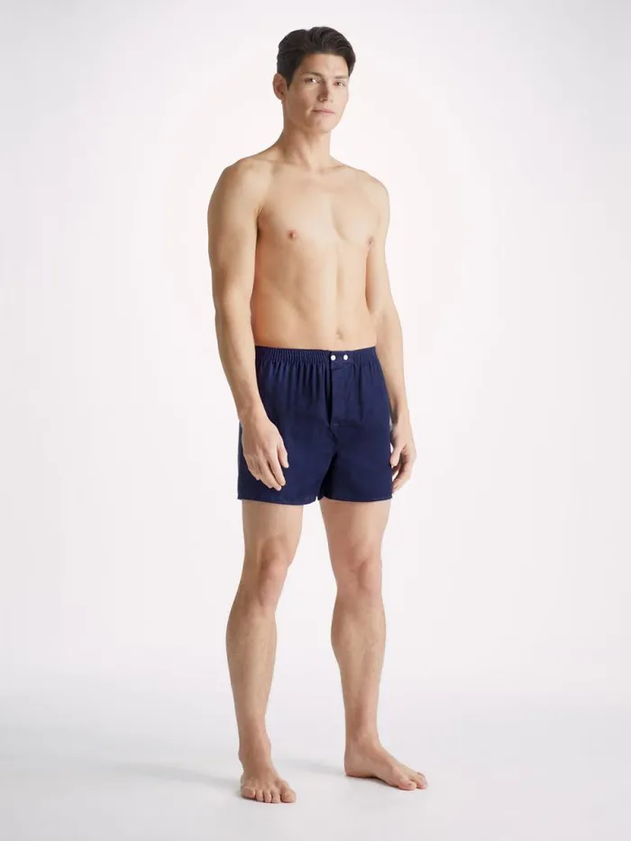 Derek Rose Classic Fit Boxer Shorts Men Classic Fit Boxers Lombard 6 Cotton Jacquard Navy