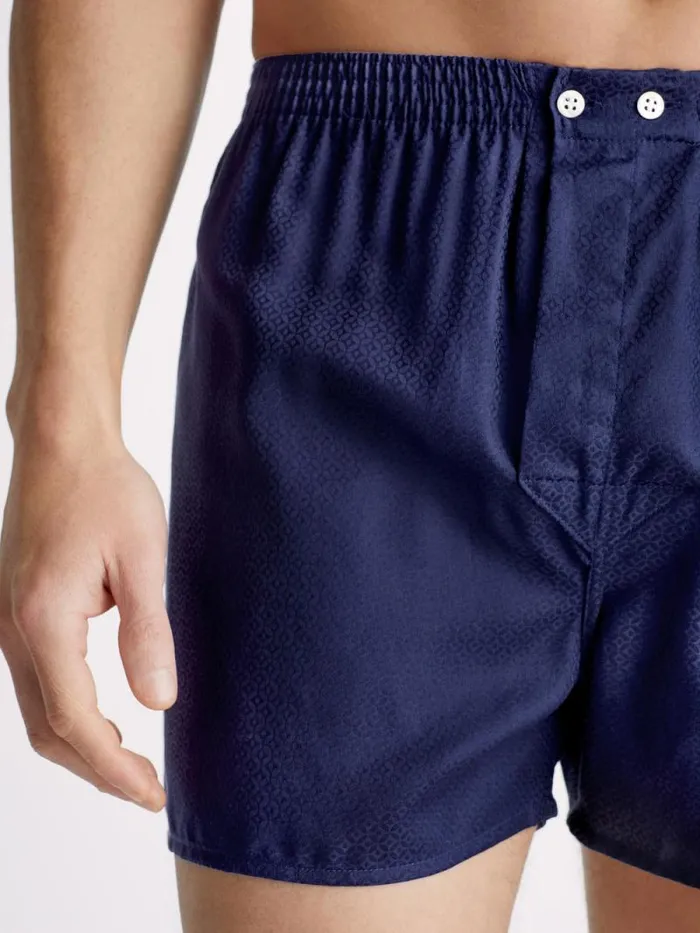 Derek Rose Classic Fit Boxer Shorts Men Classic Fit Boxers Lombard 6 Cotton Jacquard Navy