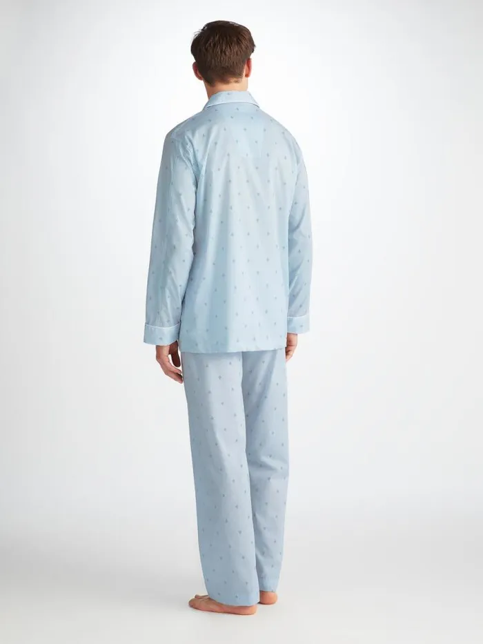 Derek Rose Classic Fit Pajamas Men Classic Fit Pajamas Nelson 100 Cotton Batiste Blue