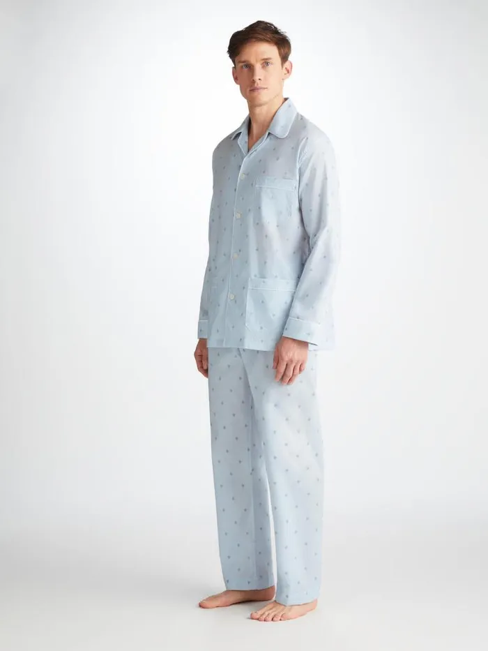 Derek Rose Classic Fit Pajamas Men Classic Fit Pajamas Nelson 100 Cotton Batiste Blue