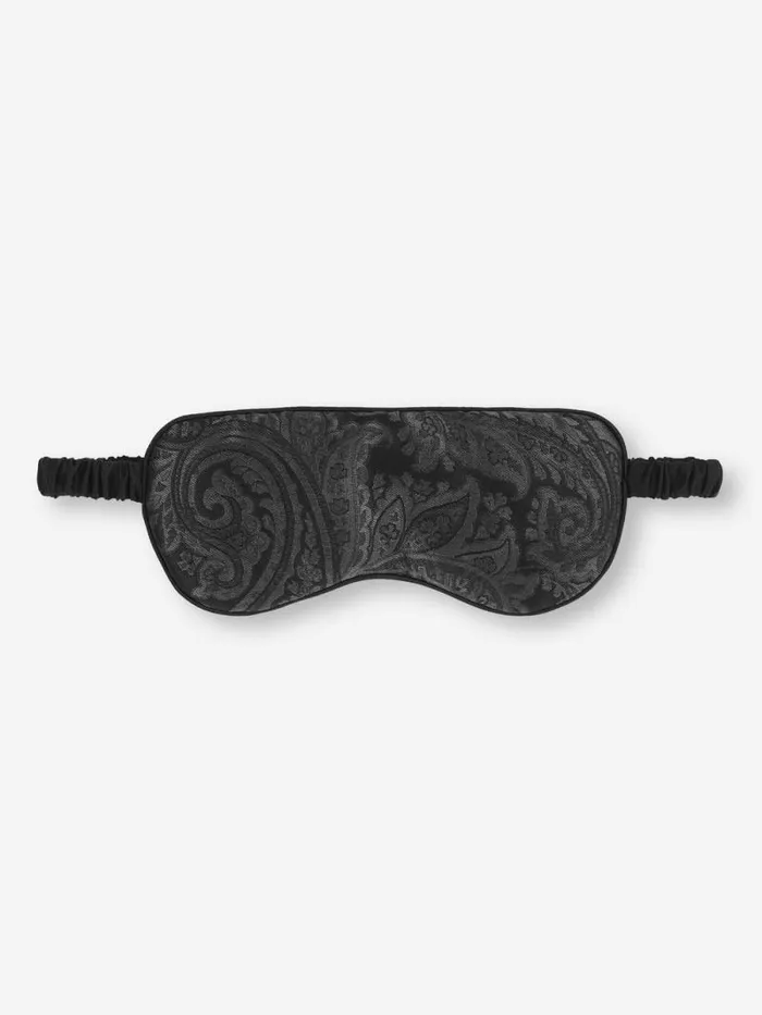 Derek Rose Eye Masks MenWomen Eye Mask Verona 67 Silk Satin Black