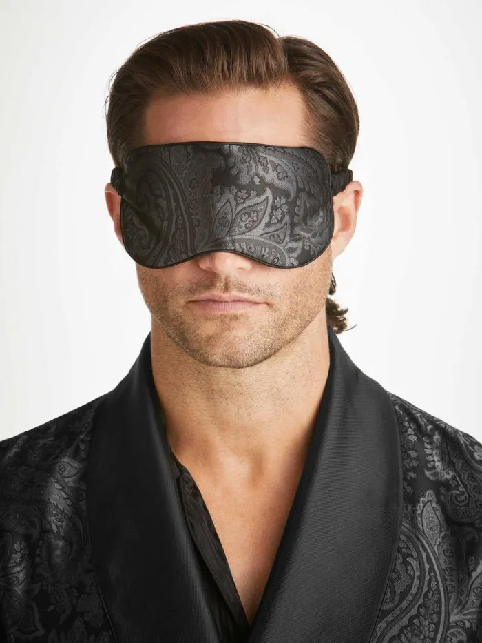 Derek Rose Eye Masks MenWomen Eye Mask Verona 67 Silk Satin Black