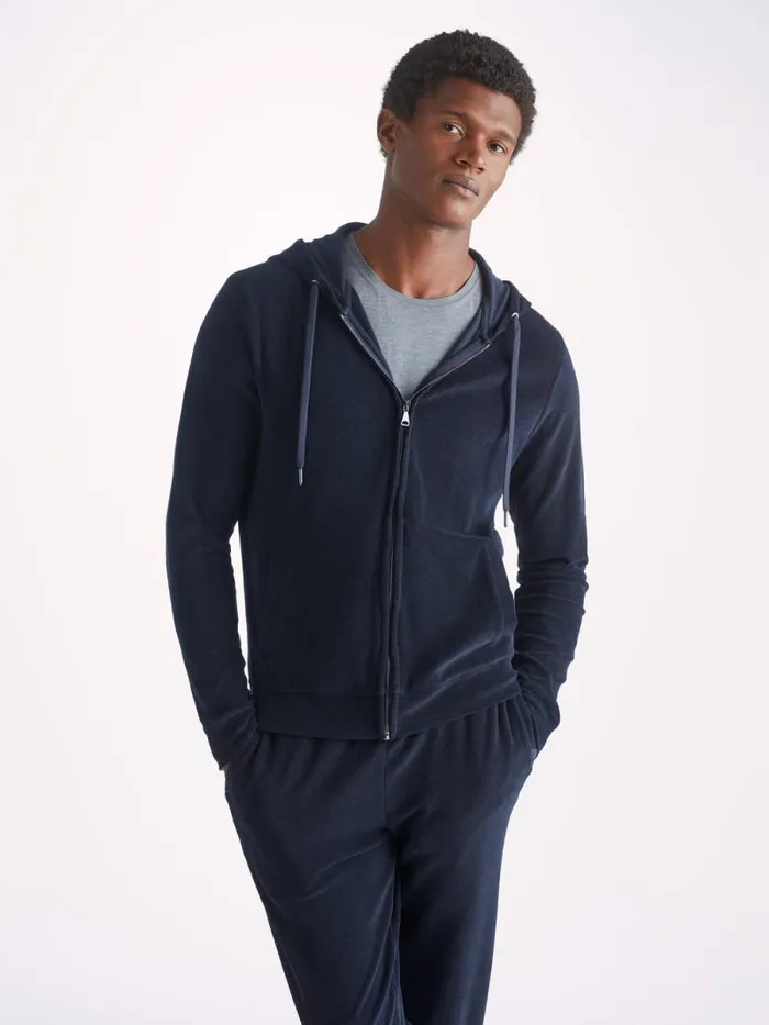 Derek Rose Hooded Tops Men Hoodie Isaac Terry Cotton Navy
