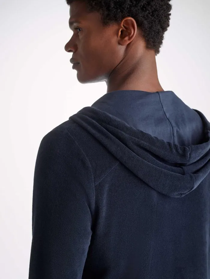 Derek Rose Hooded Tops Men Hoodie Isaac Terry Cotton Navy