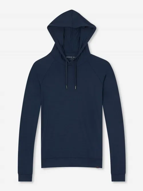 Derek Rose Hooded Tops Women Pullover Hoodie Basel Micro Modal Stretch Navy
