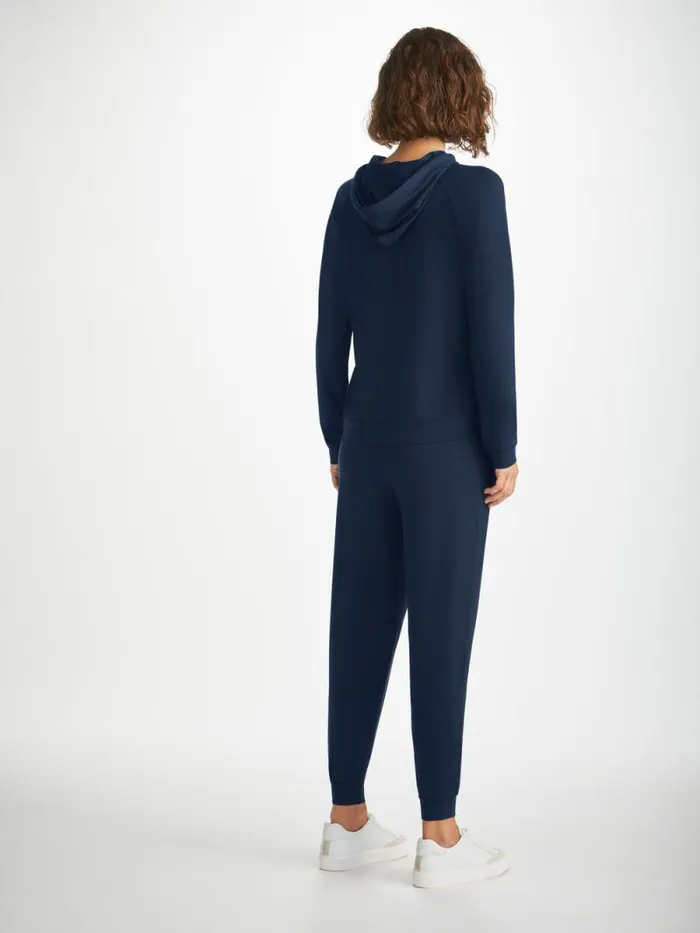 Derek Rose Hooded Tops Women Pullover Hoodie Basel Micro Modal Stretch Navy