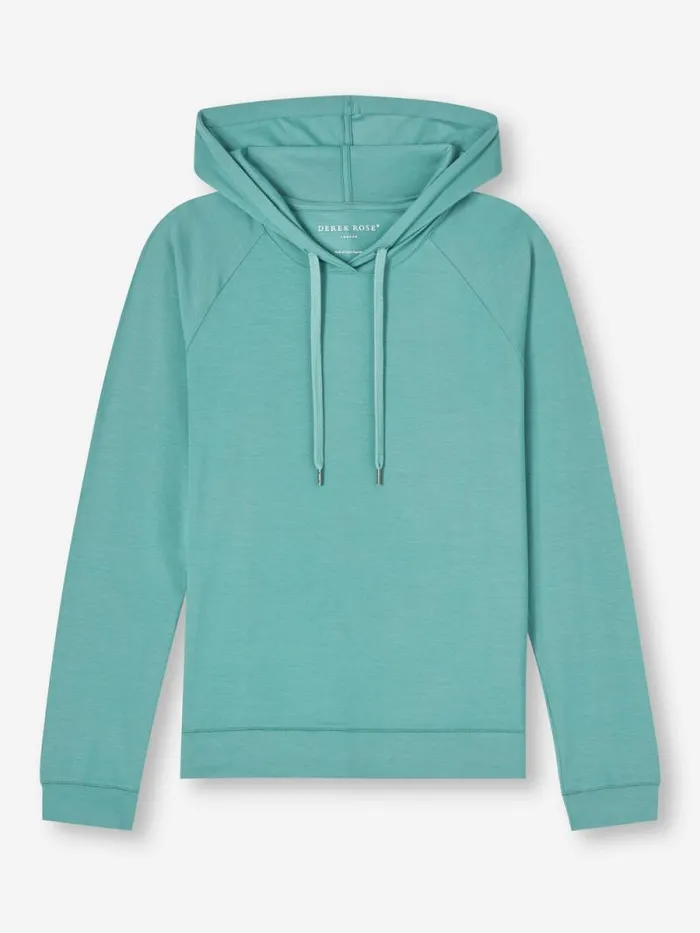 Derek Rose Hooded Tops Women Pullover Hoodie Basel Micro Modal Stretch Teal