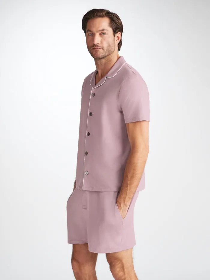 Derek Rose Jersey Pajamas Men Short Pajamas Basel Micro Modal Stretch Mauve