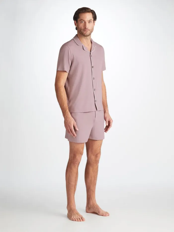 Derek Rose Jersey Pajamas Men Short Pajamas Basel Micro Modal Stretch Mauve
