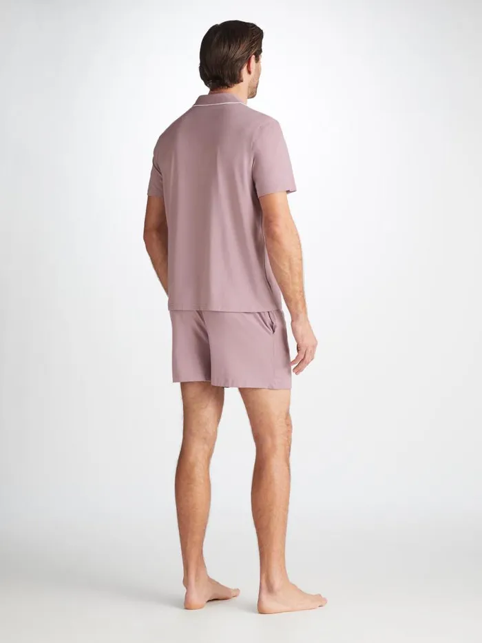Derek Rose Jersey Pajamas Men Short Pajamas Basel Micro Modal Stretch Mauve