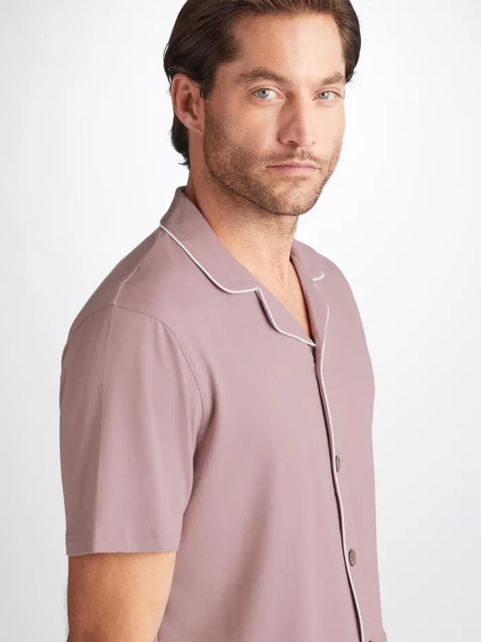 Derek Rose Jersey Pajamas Men Short Pajamas Basel Micro Modal Stretch Mauve