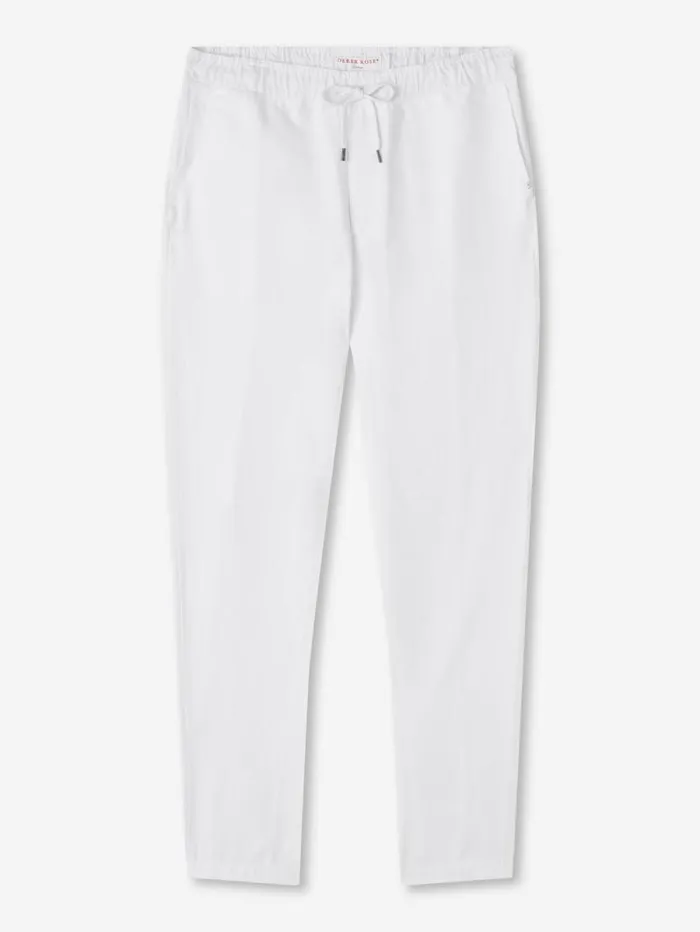 Derek Rose Linen Pants Men Pants Sydney Linen White
