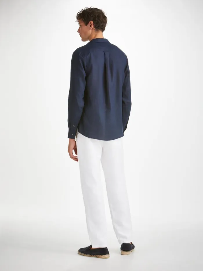 Derek Rose Linen Pants Men Pants Sydney Linen White