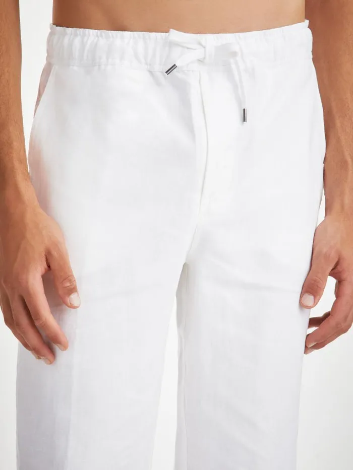 Derek Rose Linen Pants Men Pants Sydney Linen White