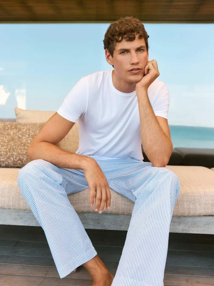 Derek Rose Lounge Pants Men Lounge Pants James Cotton Blue