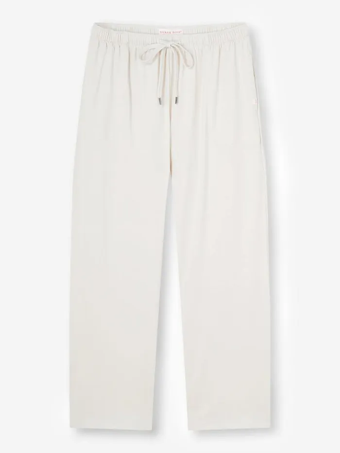 Derek Rose Lounge Pants Men Lounge Trousers Basel Micro Modal Stretch White