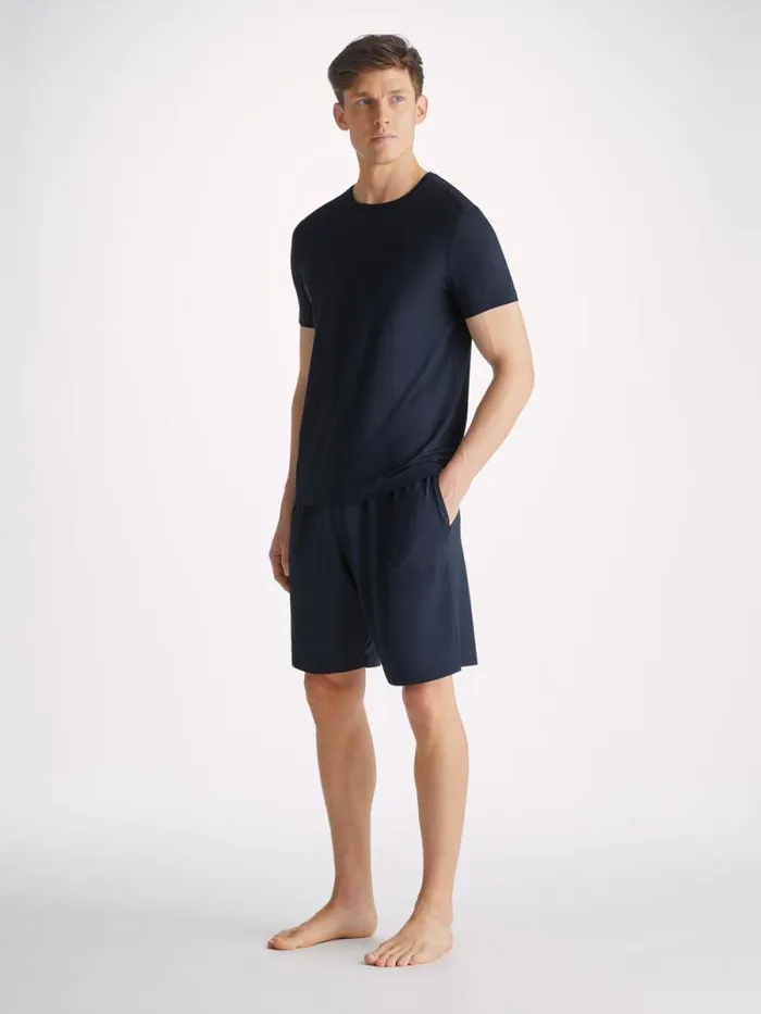 Derek Rose Lounge Shorts Men Lounge Shorts Basel Micro Modal Stretch Navy