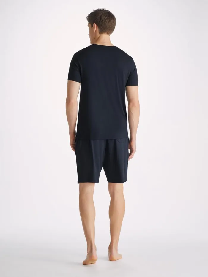 Derek Rose Lounge Shorts Men Lounge Shorts Basel Micro Modal Stretch Navy