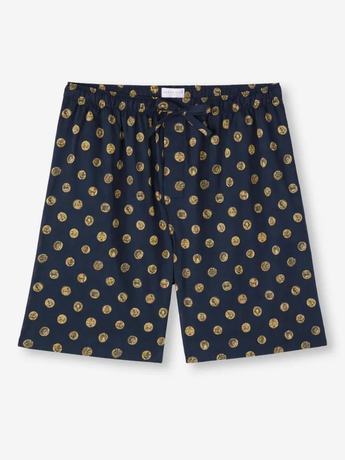 Derek Rose Lounge Shorts Men Lounge Shorts Ledbury 78 Cotton Batiste Navy