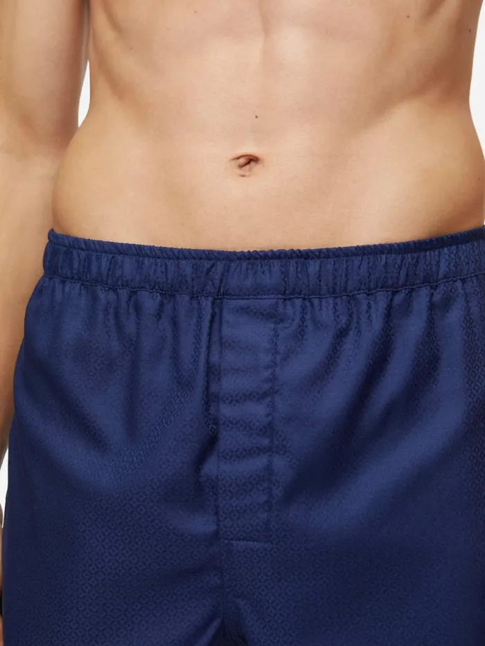 Derek Rose Modern Fit Boxer Shorts Men Modern Fit Boxers Lombard 6 Cotton Jacquard Navy