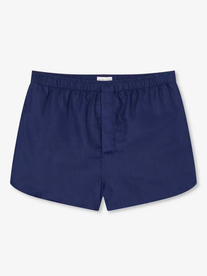 Derek Rose Modern Fit Boxer Shorts Men Modern Fit Boxers Lombard 6 Cotton Jacquard Navy