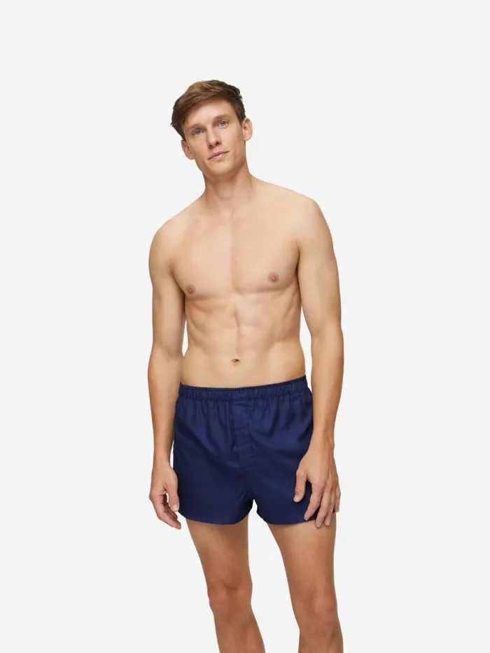 Derek Rose Modern Fit Boxer Shorts Men Modern Fit Boxers Lombard 6 Cotton Jacquard Navy
