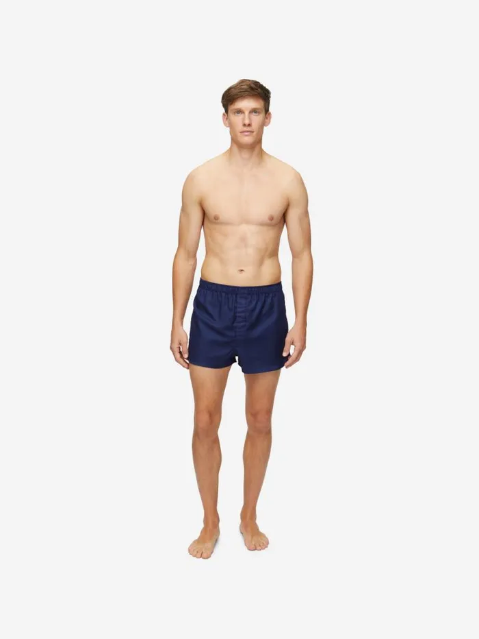 Derek Rose Modern Fit Boxer Shorts Men Modern Fit Boxers Lombard 6 Cotton Jacquard Navy