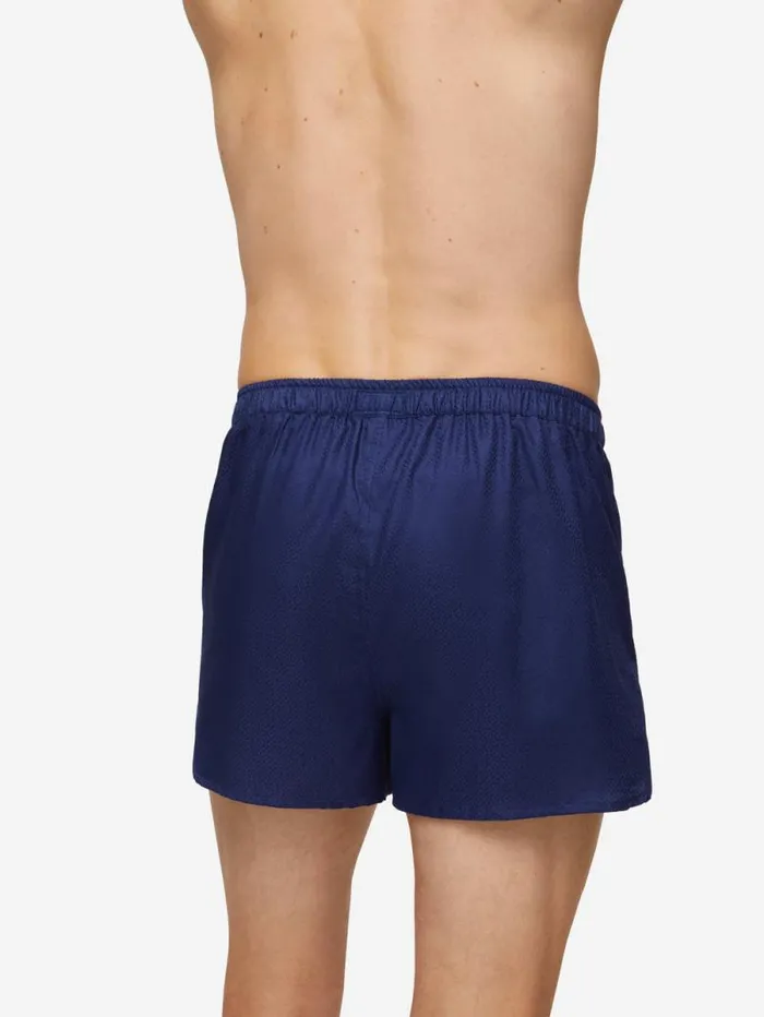 Derek Rose Modern Fit Boxer Shorts Men Modern Fit Boxers Lombard 6 Cotton Jacquard Navy