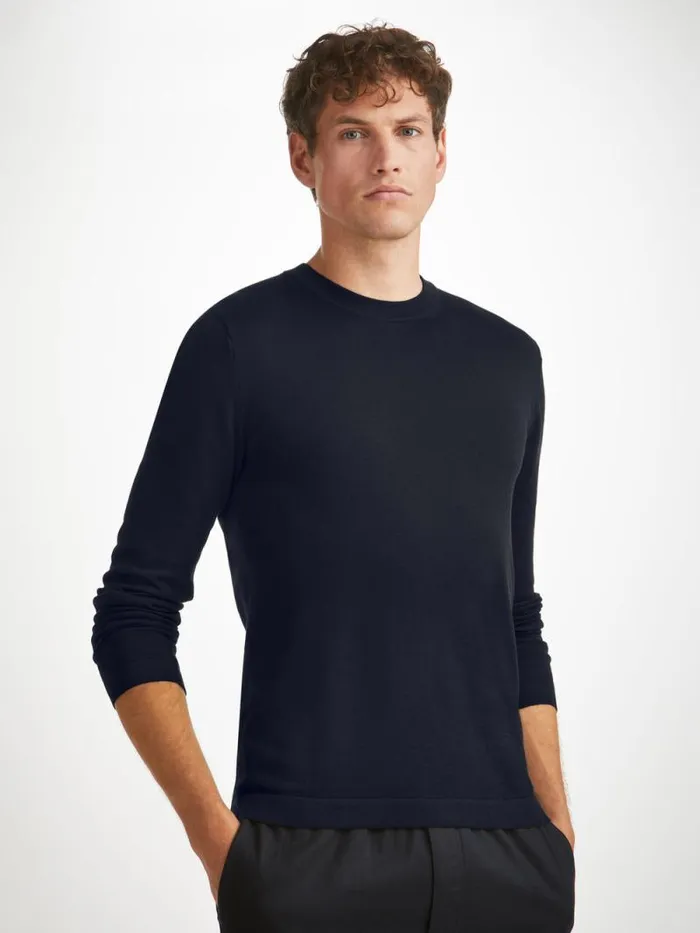 Derek Rose Sea Island Cotton Sweaters Men Sweater Jacob Sea Island Cotton Navy Derek Rose Sea Island Cotton Sweaters Men Sweater Jacob Sea Island Cotton Navy