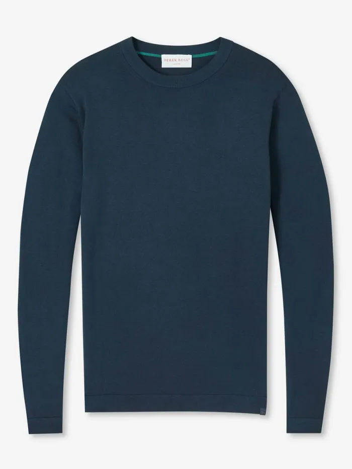 Derek Rose Sea Island Cotton Sweaters Men Sweater Jacob Sea Island Cotton Navy