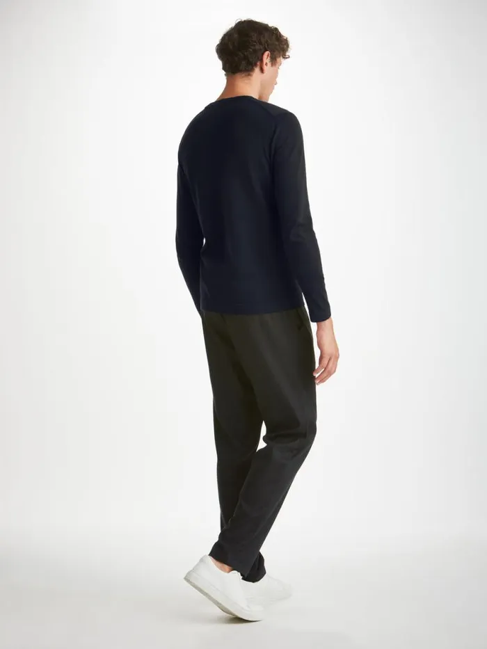 Derek Rose Sea Island Cotton Sweaters Men Sweater Jacob Sea Island Cotton Navy