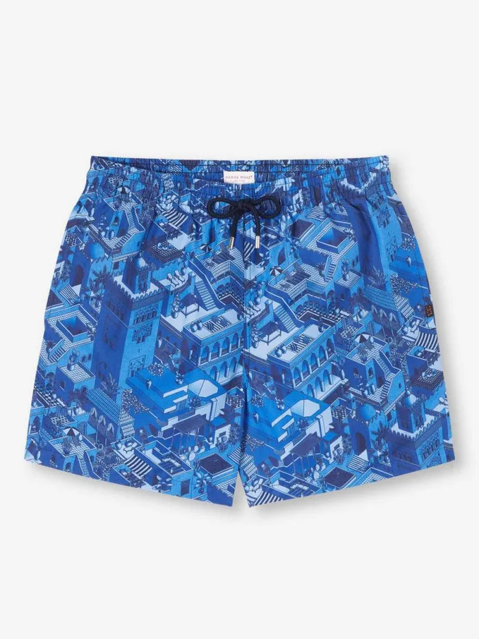 Derek Rose Short Length Swim Shorts Men Short Swim Shorts Maui 60 Blue