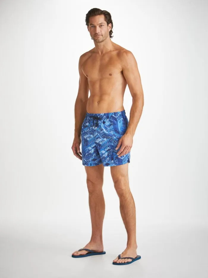 Derek Rose Short Length Swim Shorts Men Short Swim Shorts Maui 60 Blue
