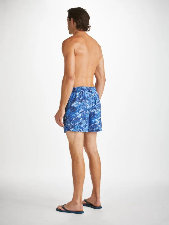 Derek Rose Short Length Swim Shorts Men Short Swim Shorts Maui 60 Blue