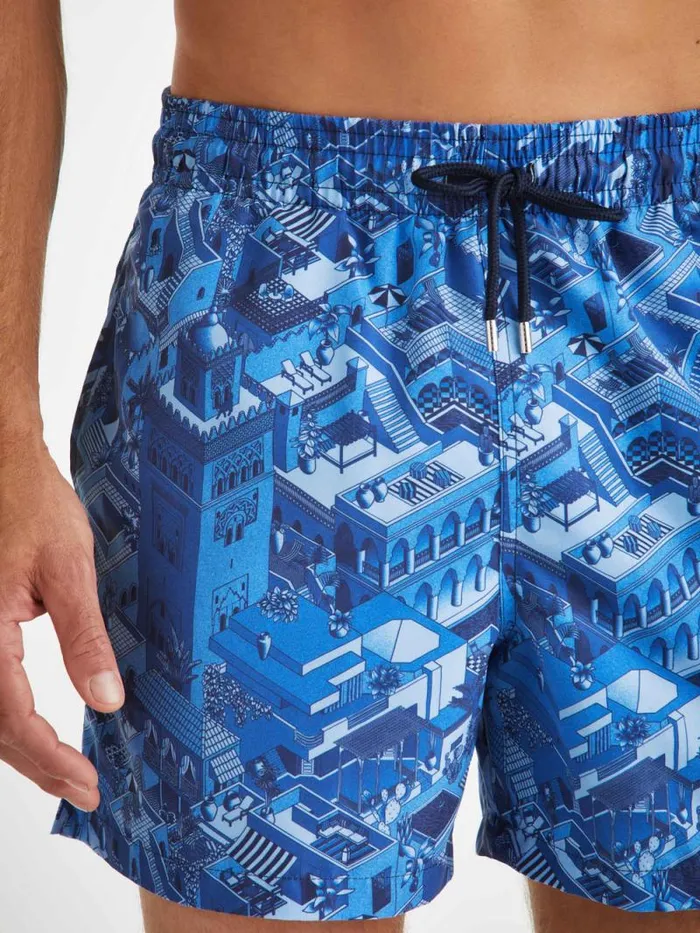Derek Rose Short Length Swim Shorts Men Short Swim Shorts Maui 60 Blue