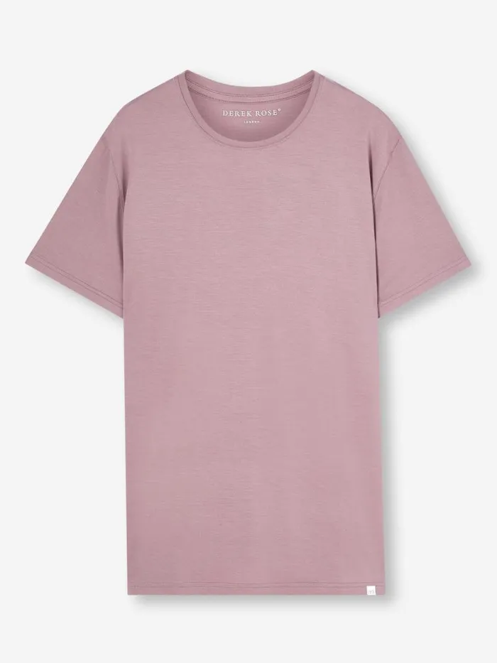 Derek Rose Short Sleeve TShirts Men TShirt Basel Micro Modal Stretch Mauve